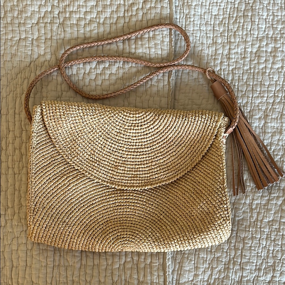 Mar y Sol Leah raffia shoulder bag